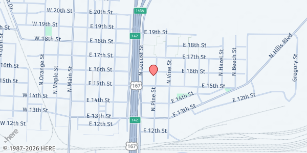 Map showing Mccabe Chapel United Methodist Church at 1523 Pine Street, North Little Rock, AR