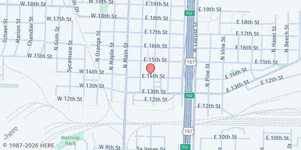 Map showing Pilgrim Progress Baptist Church at 1401 N. Magnolia St., North Little Rock, AR
