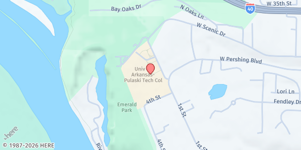 Map showing Pulaski Tech College Food Pantry at 3000 W. Scenic Dr., North Little Rock, AR