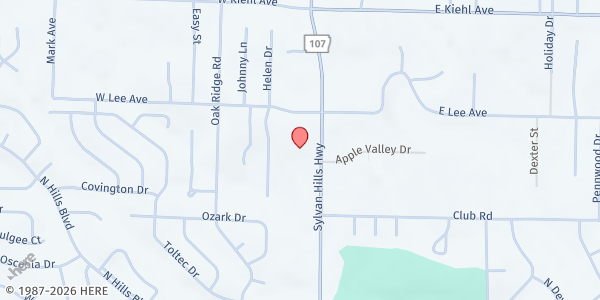Map showing Sylvan Hills Crisis Corner Food Pantry at 8019 Hwy 107, North Little Rock, AR