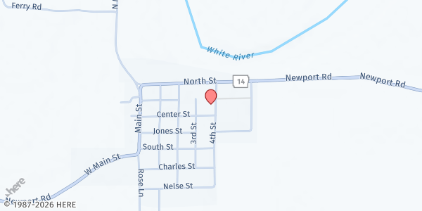 Map showing Cedar Ridge Helping Hands FP at 110 4th St., Oil Trough, AR