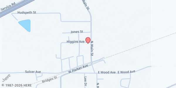 Map showing Palestine City Hall at 101 Higgins, Palestine, AR