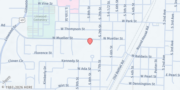 Map showing Compassion Outreach at 1000 S 7th St, Paragould, AR