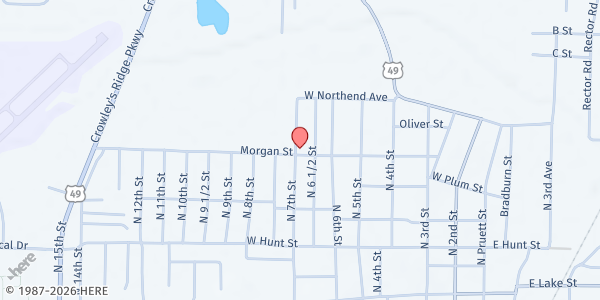 Map showing West View Baptist Church - His Heart, Our Hands Food Pantry at 701 W Morgan St, Paragould, AR