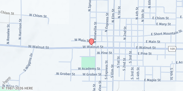 Map showing Community Outreach Services - Paris at 317 W. Walnut St., Paris, AR