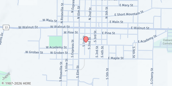 Map showing Messiah Ministries at 109 E. Maple St., Paris, AR