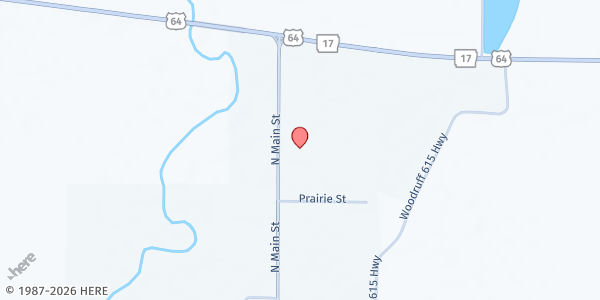 Map showing Woodruff County Senior Center at 303 W Cache St., Patterson, AR