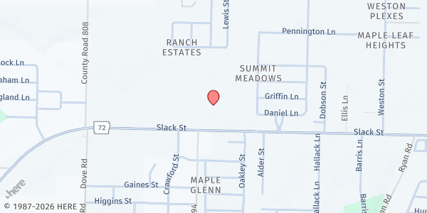 Map showing First Baptist Church Pea Ridge at 1650 Slack St., Pea Ridge, AR