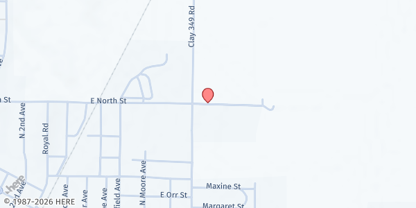 Map showing Emanuel Baptist Church - Food Distribution Center at 829 E North St, Piggott, AR