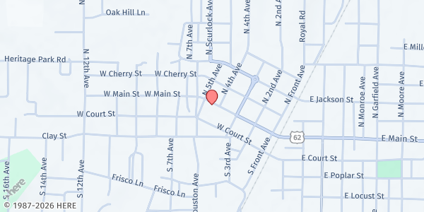 Map showing First Baptist Church at 480 W Main St, Piggott, AR