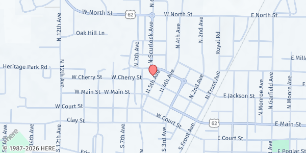 Map showing First Christian Church at 210 N 5th Ave, Piggott, AR