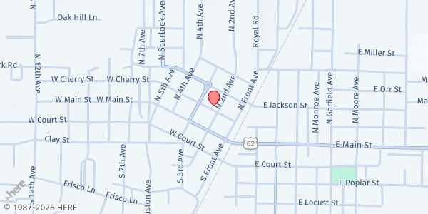 Map showing First Presbyterian Church at 210 W Cherry St, Piggott, AR