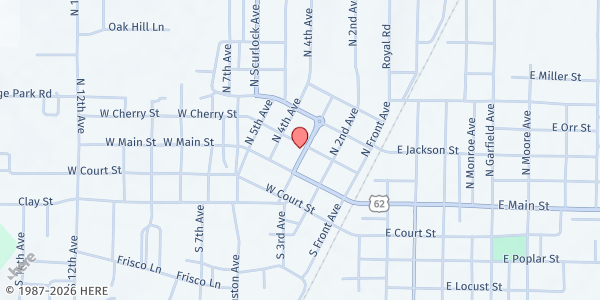 Map showing Piggott First United Methodist Church at 188 N 3rd Ave, Piggott, AR
