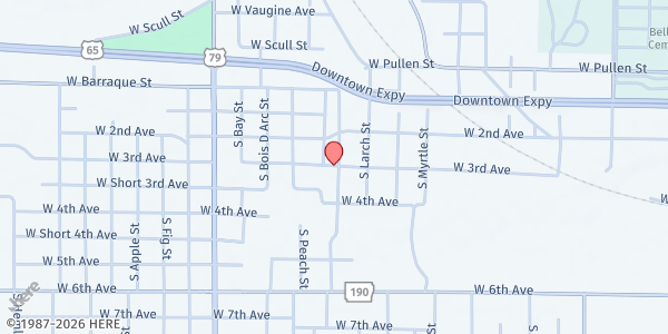 Map showing First Trinity Church of God In Christ at 800 S. Catalpa St., Pine Bluff, AR