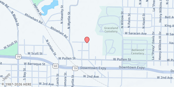 Map showing New Community Baptist Church at 321 N Birch, Pine Bluff, AR