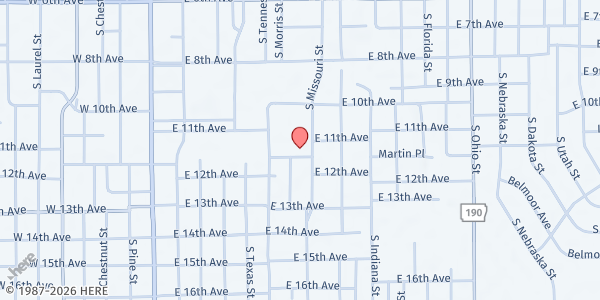 Map showing New Morning Star Baptist Church at 1026 S. Missouri St., Pine Bluff, AR
