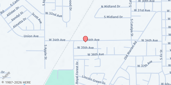 Map showing Parenting Resource Agency at 3710 West 34th Avenue, Pine Bluff, AR