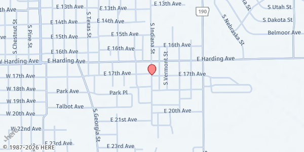 Map showing Pleasant Grove Missionary Baptist Church at 1801 S. Indiana St., Pine Bluff, AR