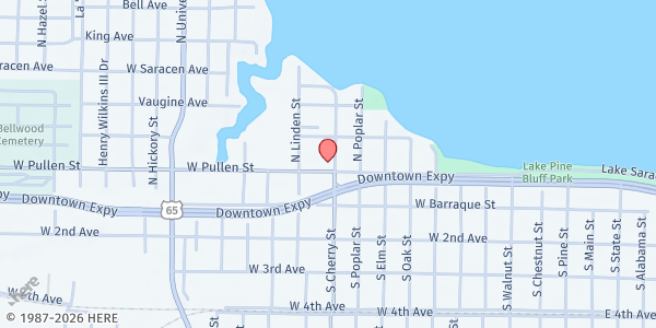 Map showing St John AME Church at 1117 W. Pullen Ave., Pine Bluff, AR