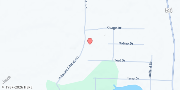 Map showing Wheeler Chapel Missionary Church at 3519 Wheeler Chapel Rd., Pine Bluff, AR