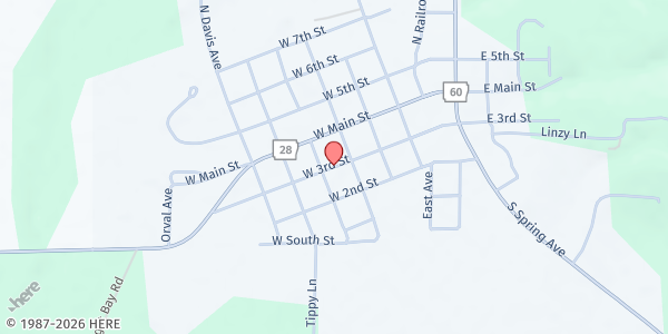 Map showing Plainview First Baptist Church at W 3rd St., Plainview, AR