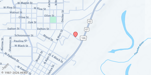 Map showing Aquatic Center (Overflow Lot Behind the Center) at 1101 N. Marr St., Pocahontas, AR