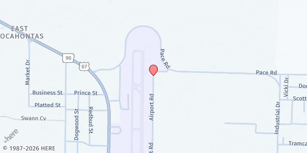 Map showing Pocahontas Senior Wellness Center at 1505 Airport Rd., Pocahontas, AR