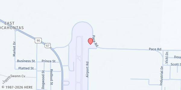 Map showing Pocahontas Senior Wellness Center at 1505 Airport Rd, Pocahontas, AR