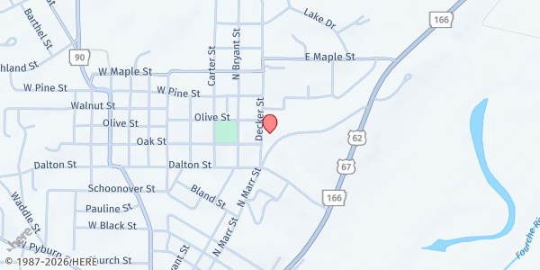 Map showing Trinity Fellowship at 1302 Decker St., Pocahontas, AR