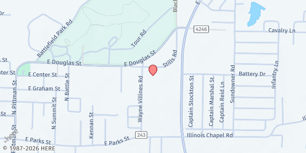 Map showing Prairie Grove Mobile Pantry at 611 Wayne Villines Rd, Prairie Grove, AR