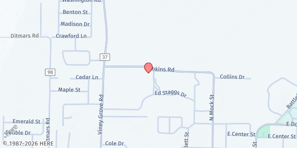 Map showing Prairie Grove Senior Center at 475 Ed Staggs Dr., Prairie Grove, AR