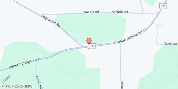 Map showing Foothills Fellowship at 2274 Heber Springs Rd. W., Quitman, AR
