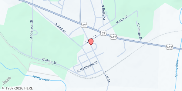 Map showing Lighthouse Ministries at 210 S. 1st St., Ravenden, AR