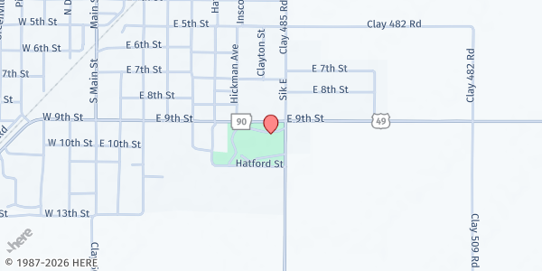 Map showing Rector Community Center at 740 E 9th St, Rector, AR