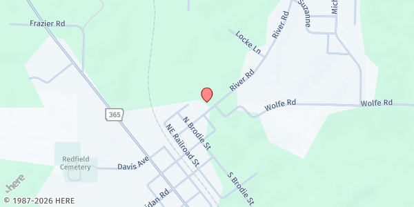 Map showing Redfield United Methodist Church - Care and Share at 210 River Rd., Redfield, AR