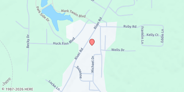 Map showing River Road Baptist Church at 723 River Rd., Redfield, AR