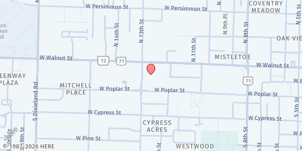 Map showing Diva & Dude at 1200 W Walnut St, Rogers, AR