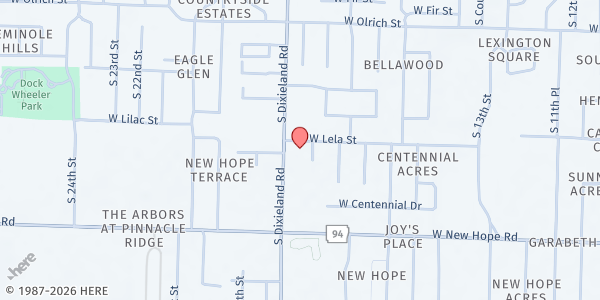 Map showing Grace United Methodist Church at 1801 S. Dixieland Rd., Rogers, AR