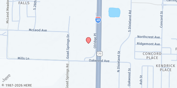 Map showing Iglesia de Cristo Miel at 4911 W. Pleasant Grove Rd., Rogers, AR