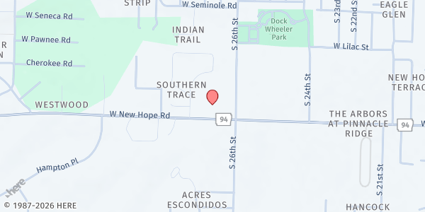 Map showing Rogers First Church of the Nazarene at 2701 W New Hope Rd, Rogers, AR