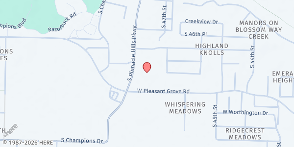 Map showing Rogers First Church of The Nazarene Food Pantry at 2701 W. New Hope Rd., Rogers, AR