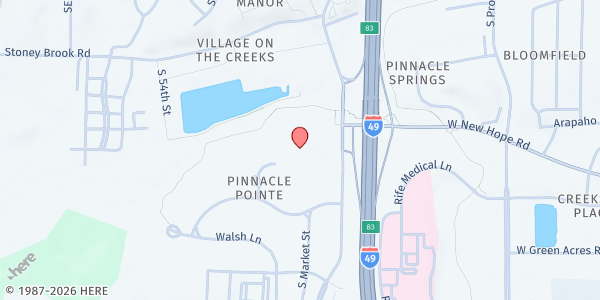 Map showing Rogers Mobile Pantry at 2448 S. Pinnacle Hills Pkwy., Rogers, AR