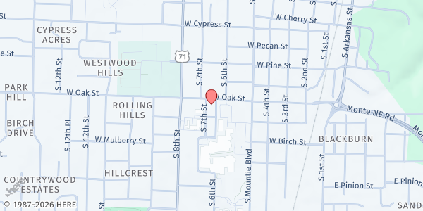 Map showing SDA Church Roger Hispanic at 715 N. 3rd St., Rogers, AR
