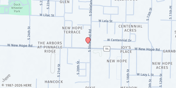 Map showing Temple Baptist Church of Rogers at 1812 S. Dixieland Rd., Rogers, AR