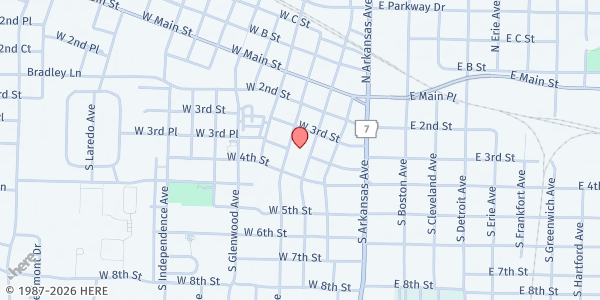 Map showing First United Methodist Church - Manna House at 304 S Commerce Ave, Russellville, AR