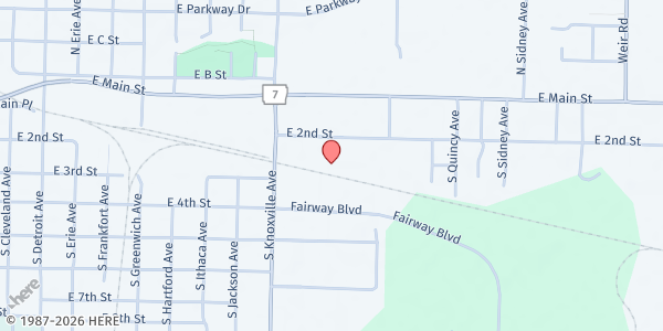 Map showing Main Street Mission at 1110 E 2nd Street, Russellville, AR