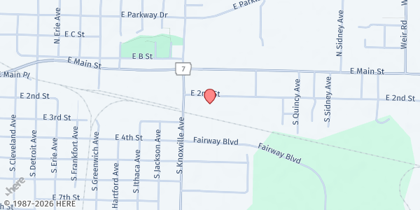 Map showing Main Street Mission at 1110 E. 2nd St., Russellville, AR