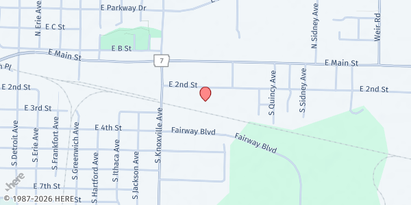 Map showing Main Street Mission at 1110 E 2nd St, Russellville, AR