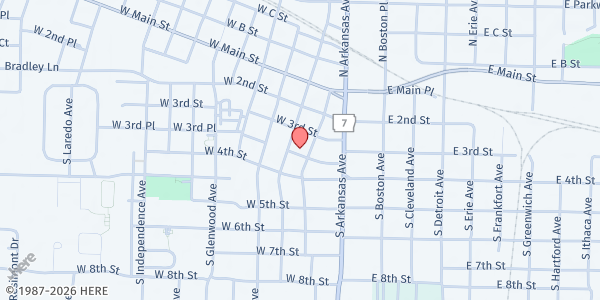 Map showing Manna House at W 3rd Pl, Russellville, AR