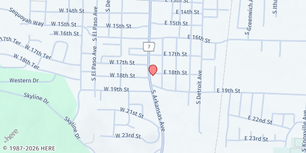 Map showing Salvation Army - Russellville at 1801 S Arkansas Ave, Russellville, AR